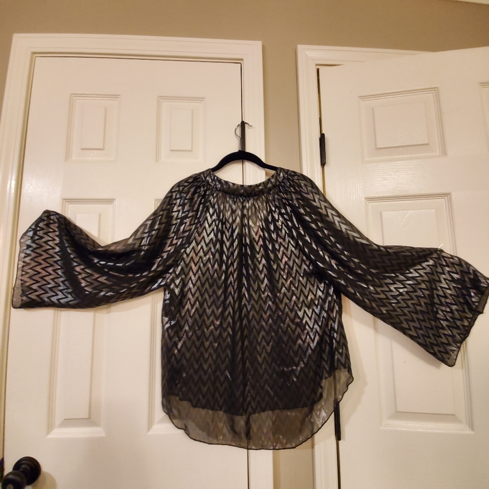 EUC Cool Gunmetal Metallic Blouse - Picture 6 of 8
